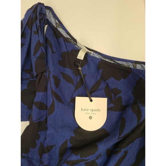 NWT Kate Spade New York Classic Rose Blue Black One Shoulder Jumpsuit Size 8 - Picture 6 of 7